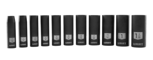 11 PC. 1/2" SAE Drive Deep Impact Sockets