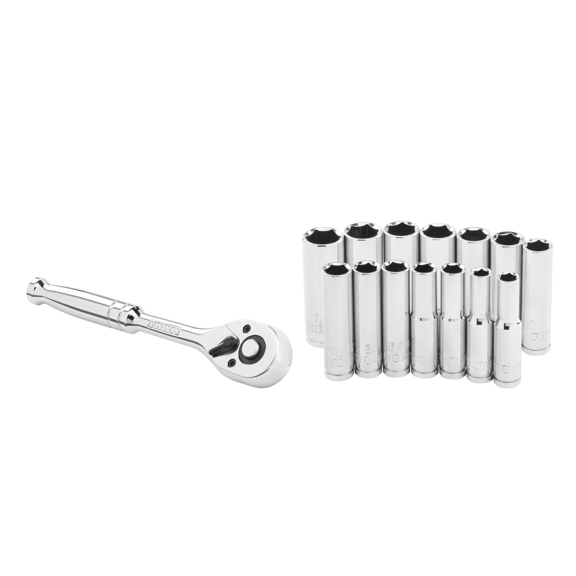 15 PC. 1/4" Drive Deep Socket Set with Rachet