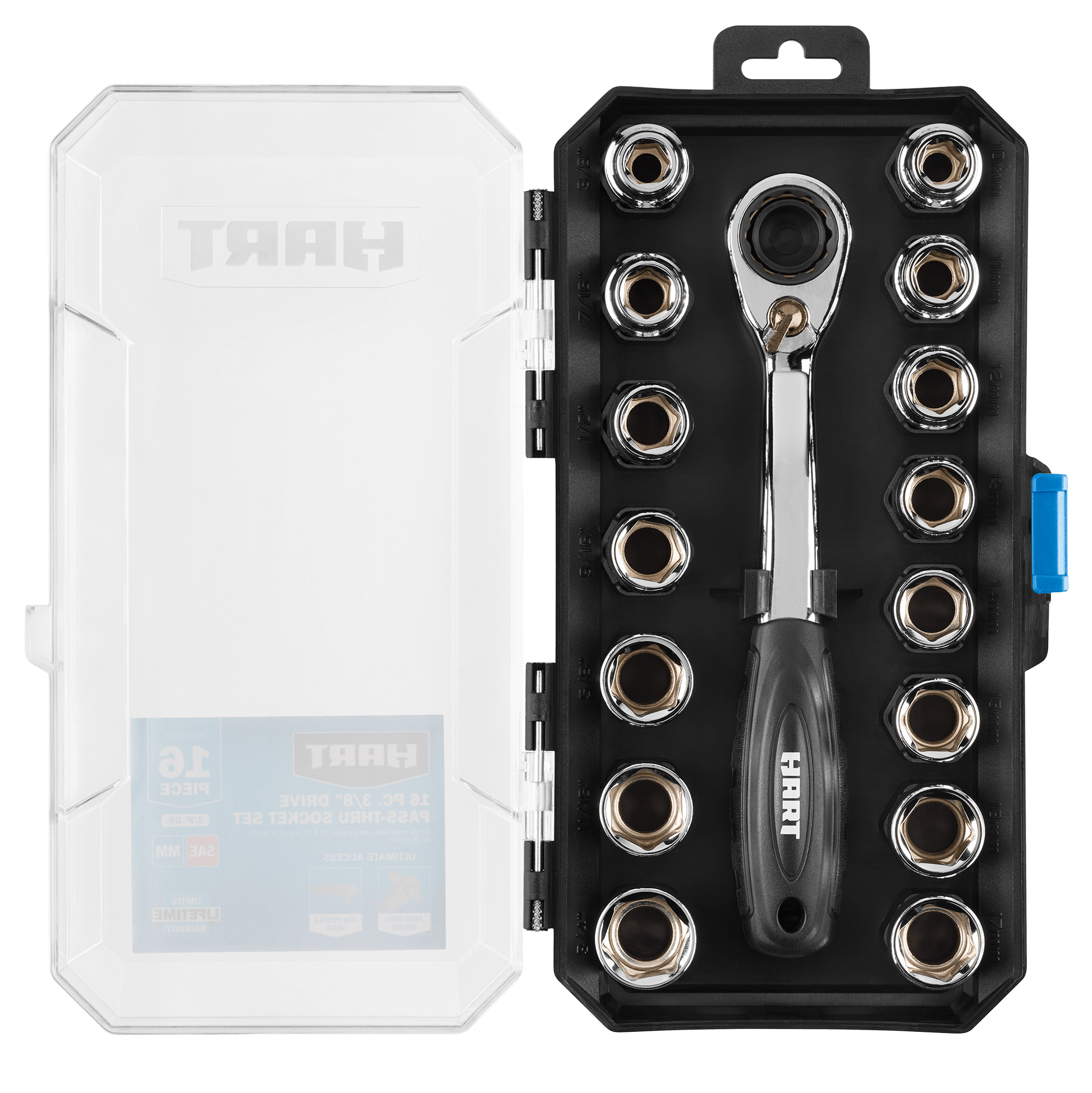 16 PC. 3/8" Drive Pass-Thru Socket Set
