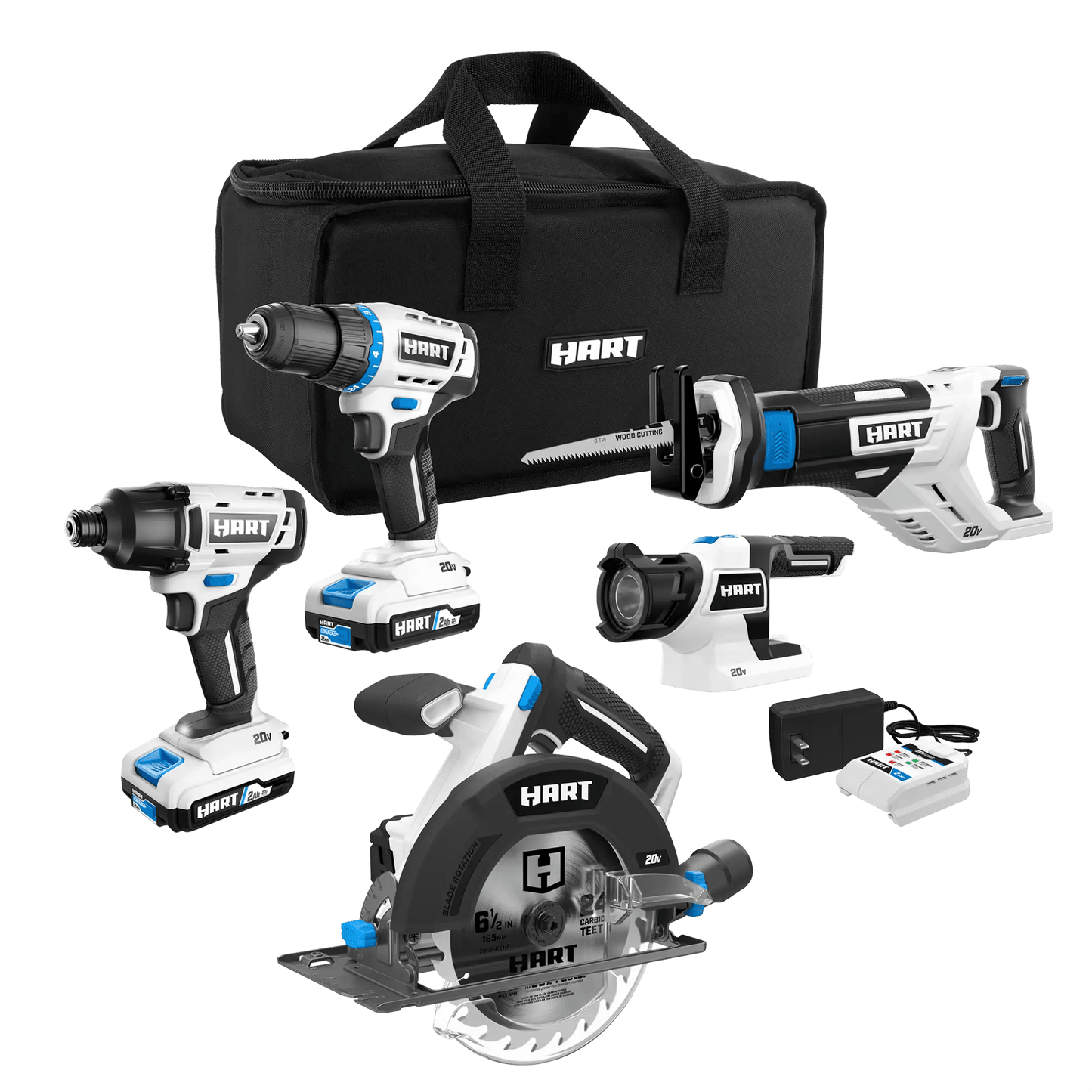 20V 5 Tool Combo Kit with Storage Bag and (2) 2.0Ah Batteries