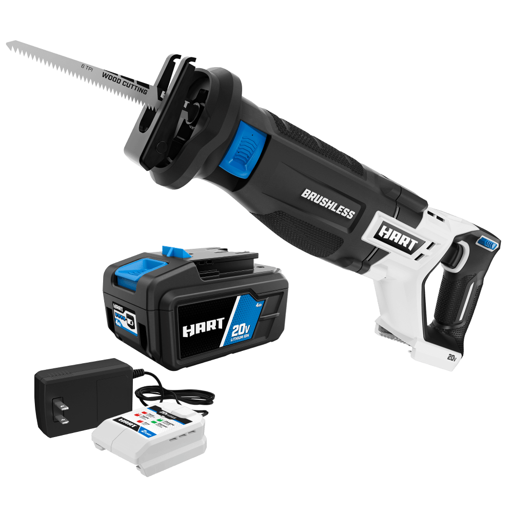 20V Brushless Reciprocating Saw with 4Ah Battery and Charger Starter Kit Bundle