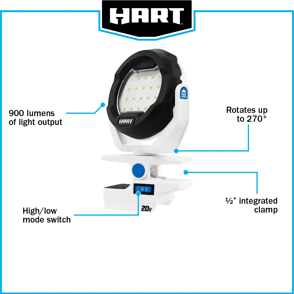 20V Cordless LED Clamp Light Kit