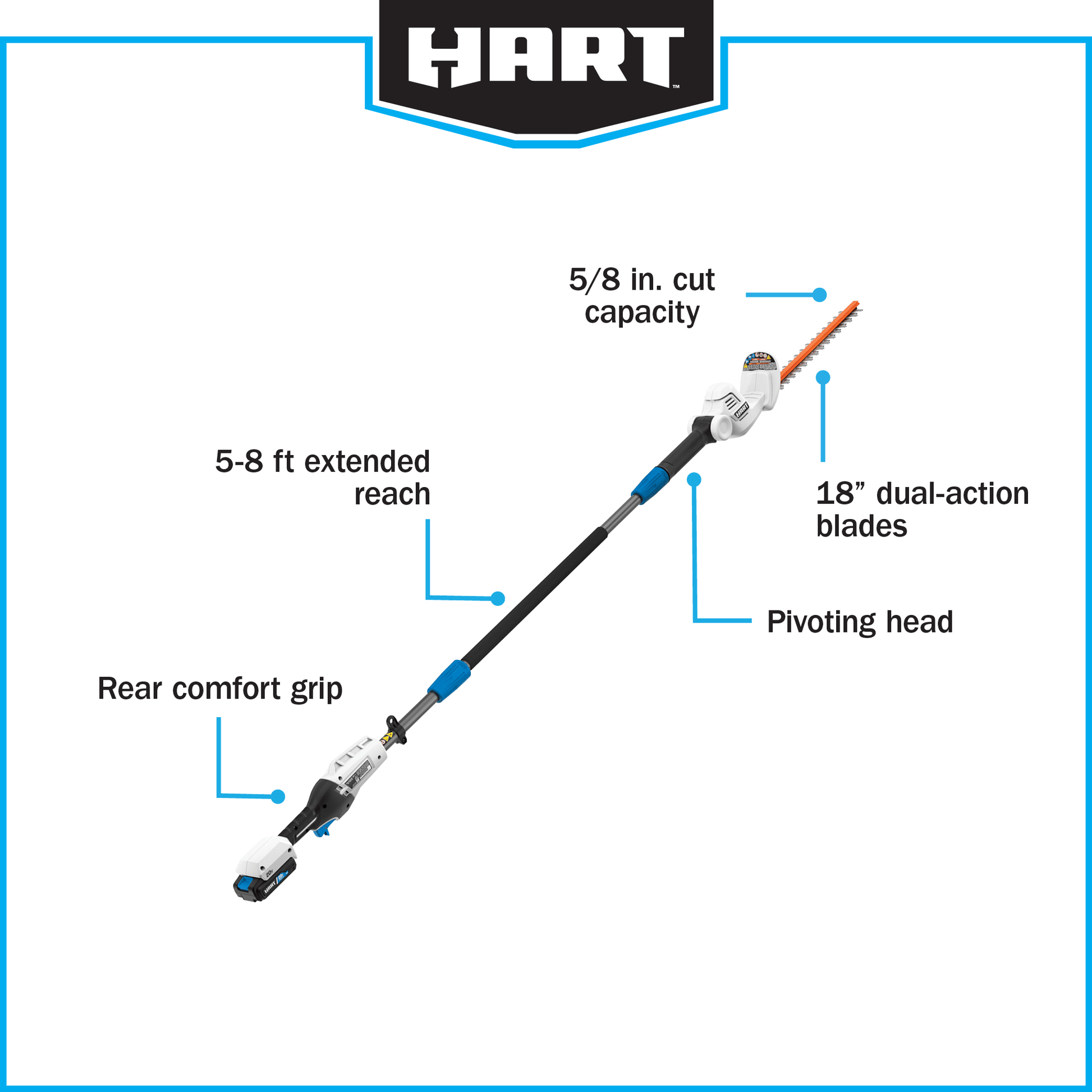 20V Cordless Pole Hedge Trimmer Kit