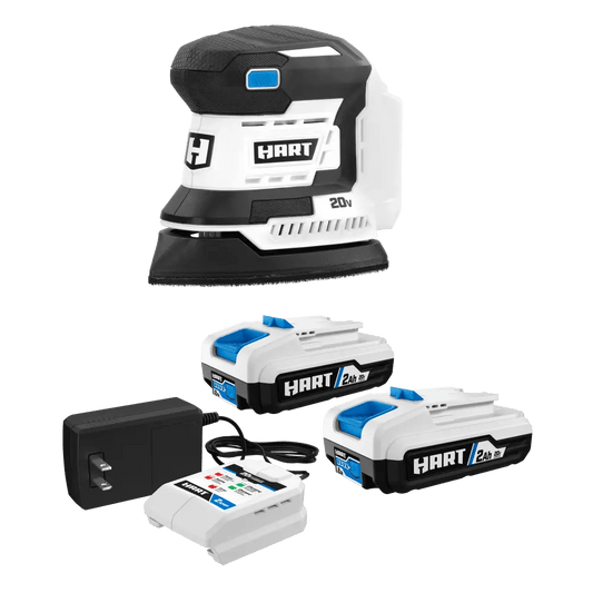 20V Detail Sander with 2-Pack 2Ah Battery and Charger Starter Kit Bundle