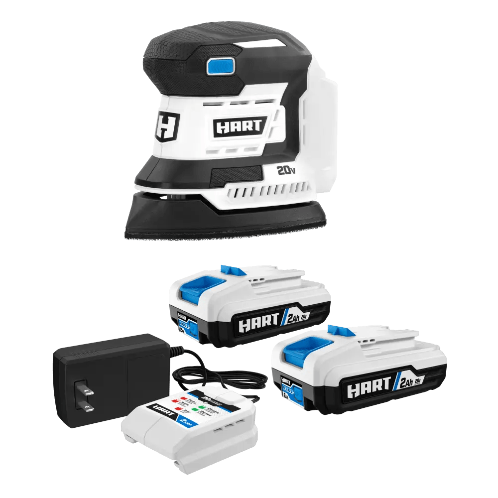 20V Detail Sander with 2-Pack 2Ah Battery and Charger Starter Kit Bundle