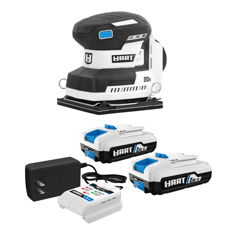 20V Sheet Sander with 2-Pack 2Ah Battery and Charger Starter Kit Bundle