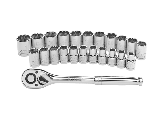 23 PC. 1/2" Drive Socket Set with Ratchet