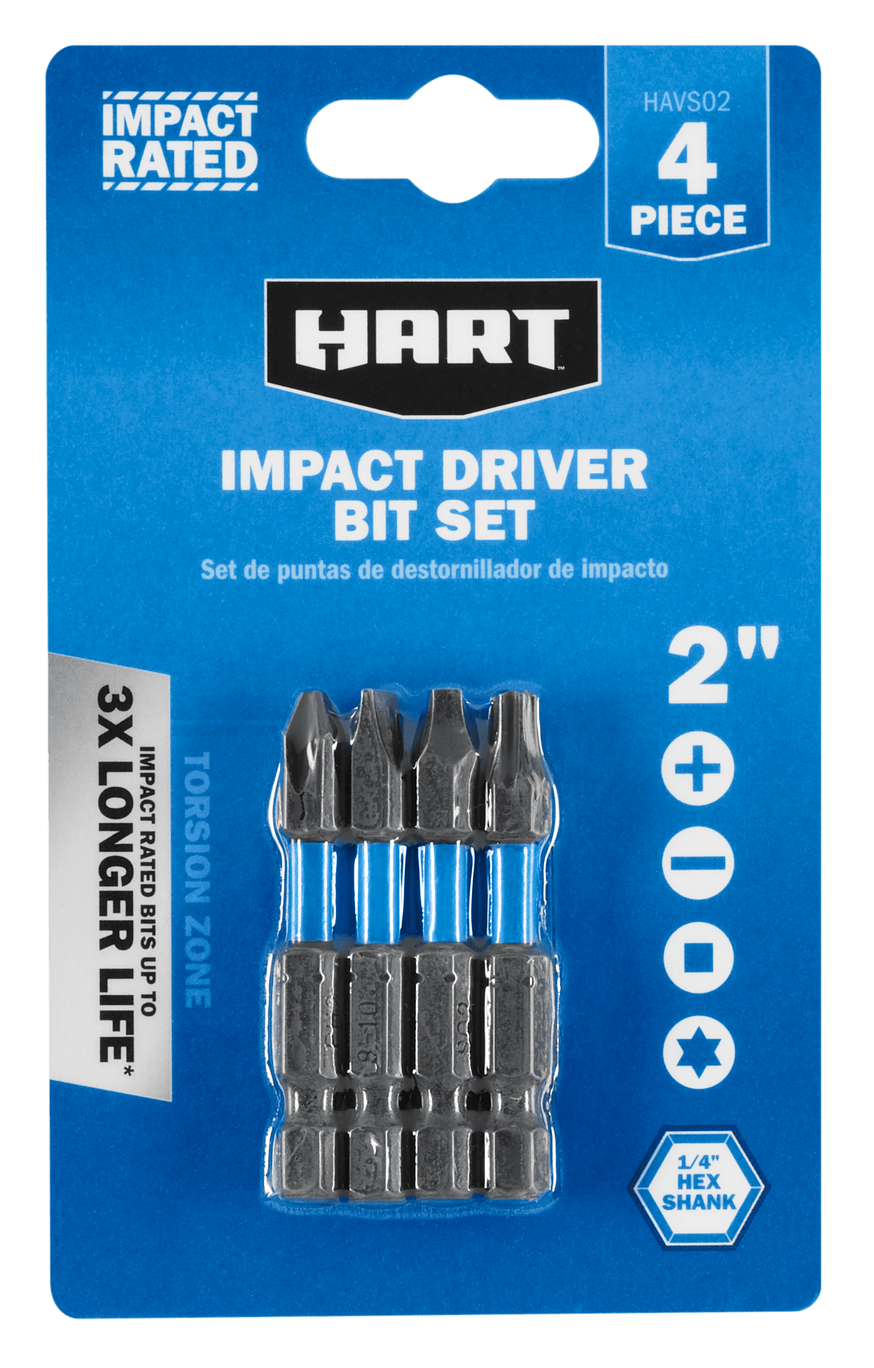 4 PC. 2" Variety Impact Driver Bit Set