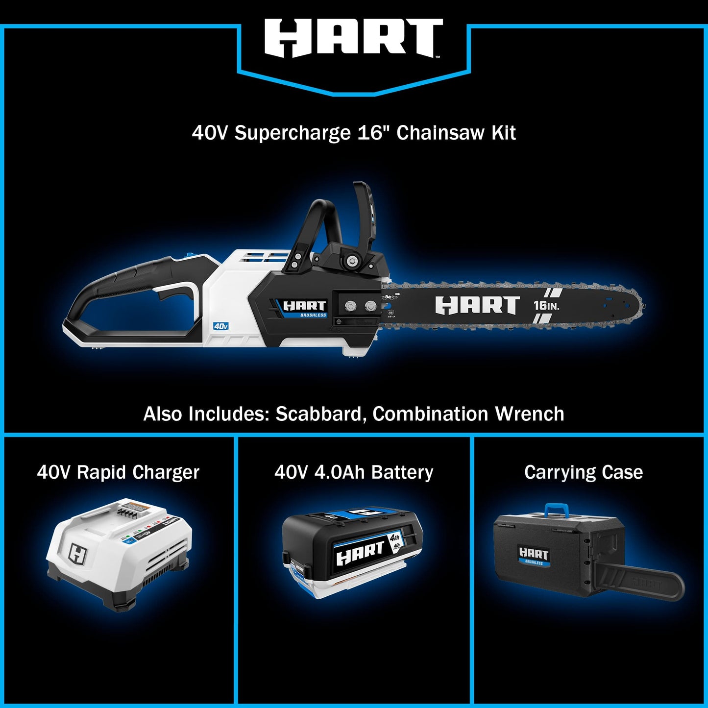 40V 16" Cordless Brushless Supercharge Chainsaw Kit