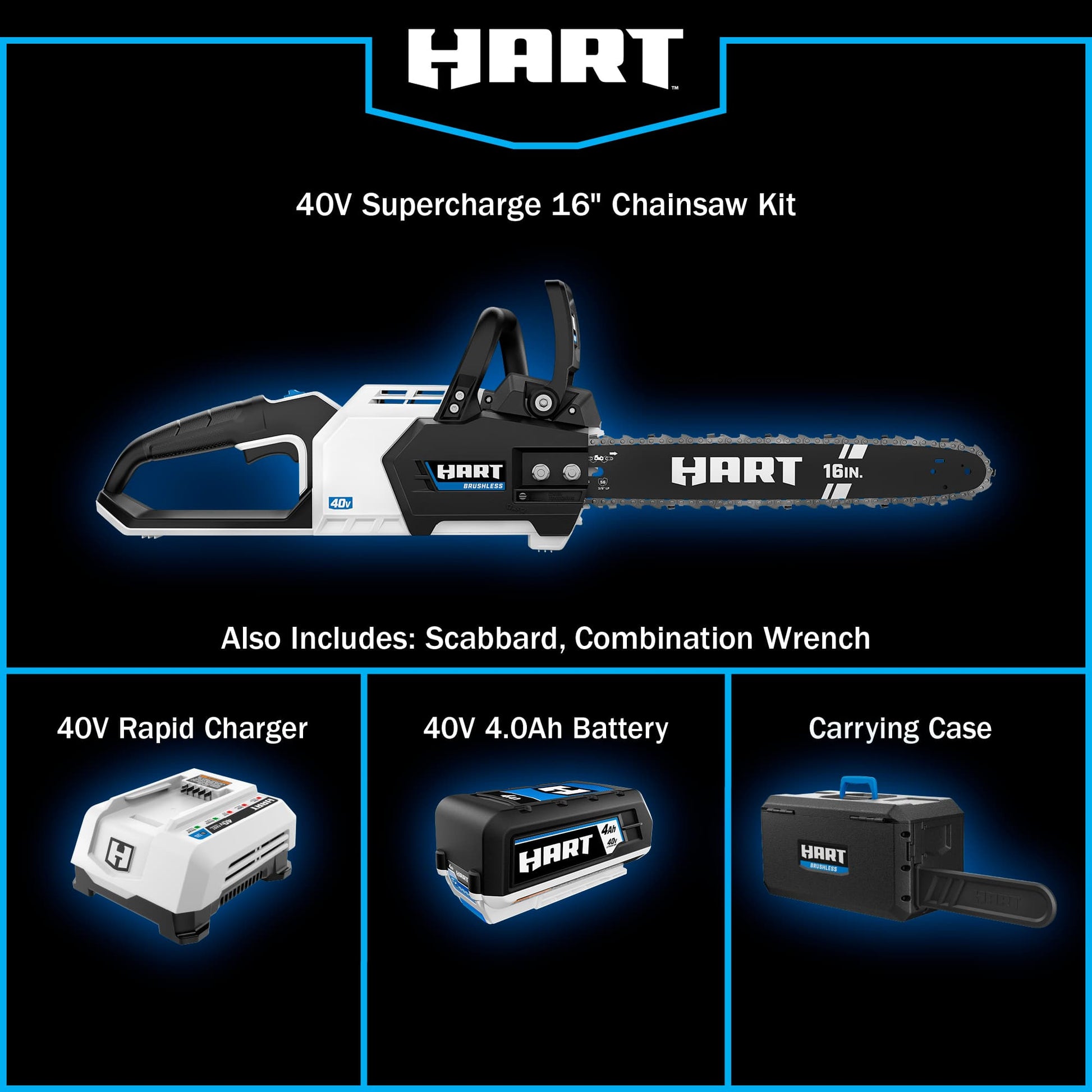 40V 16" Cordless Brushless Supercharge Chainsaw Kit