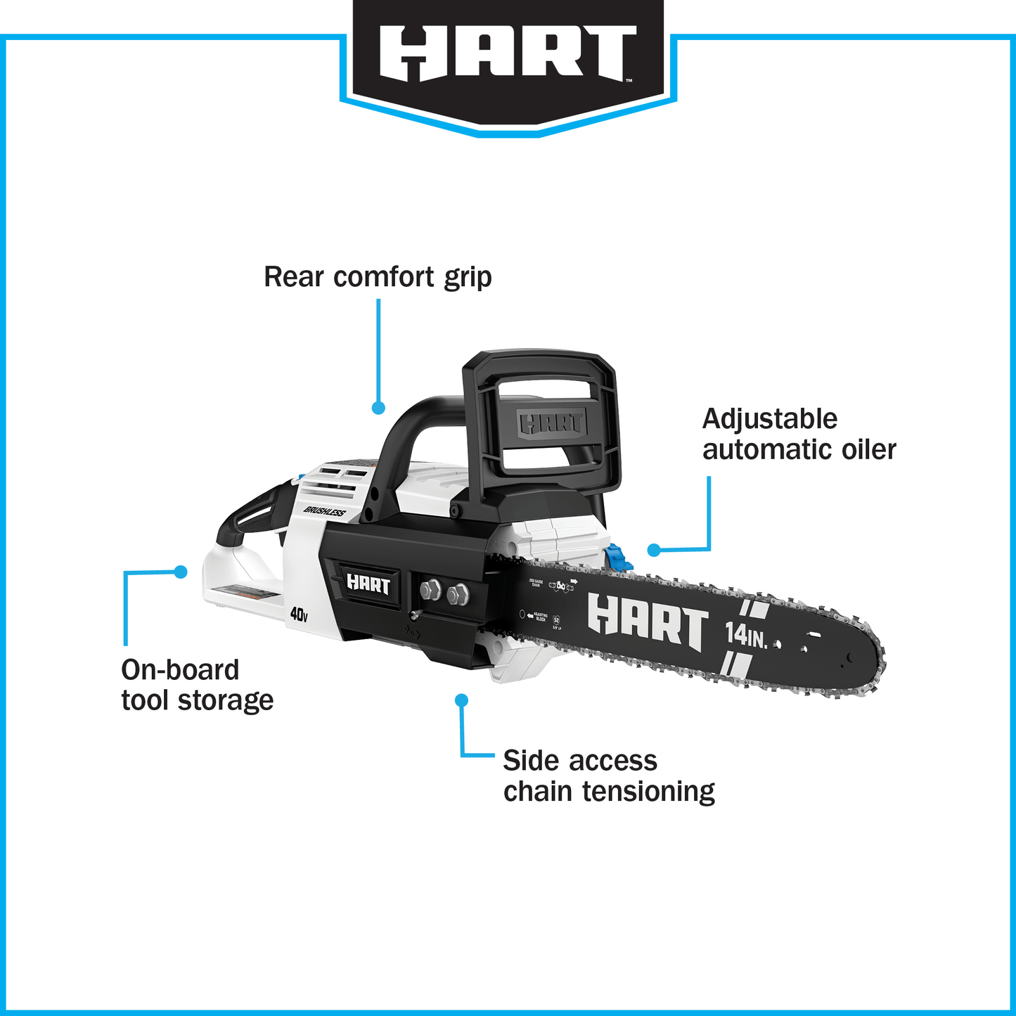 40V Cordless Brushless 14" Chainsaw (Battery and Charger Not Included)