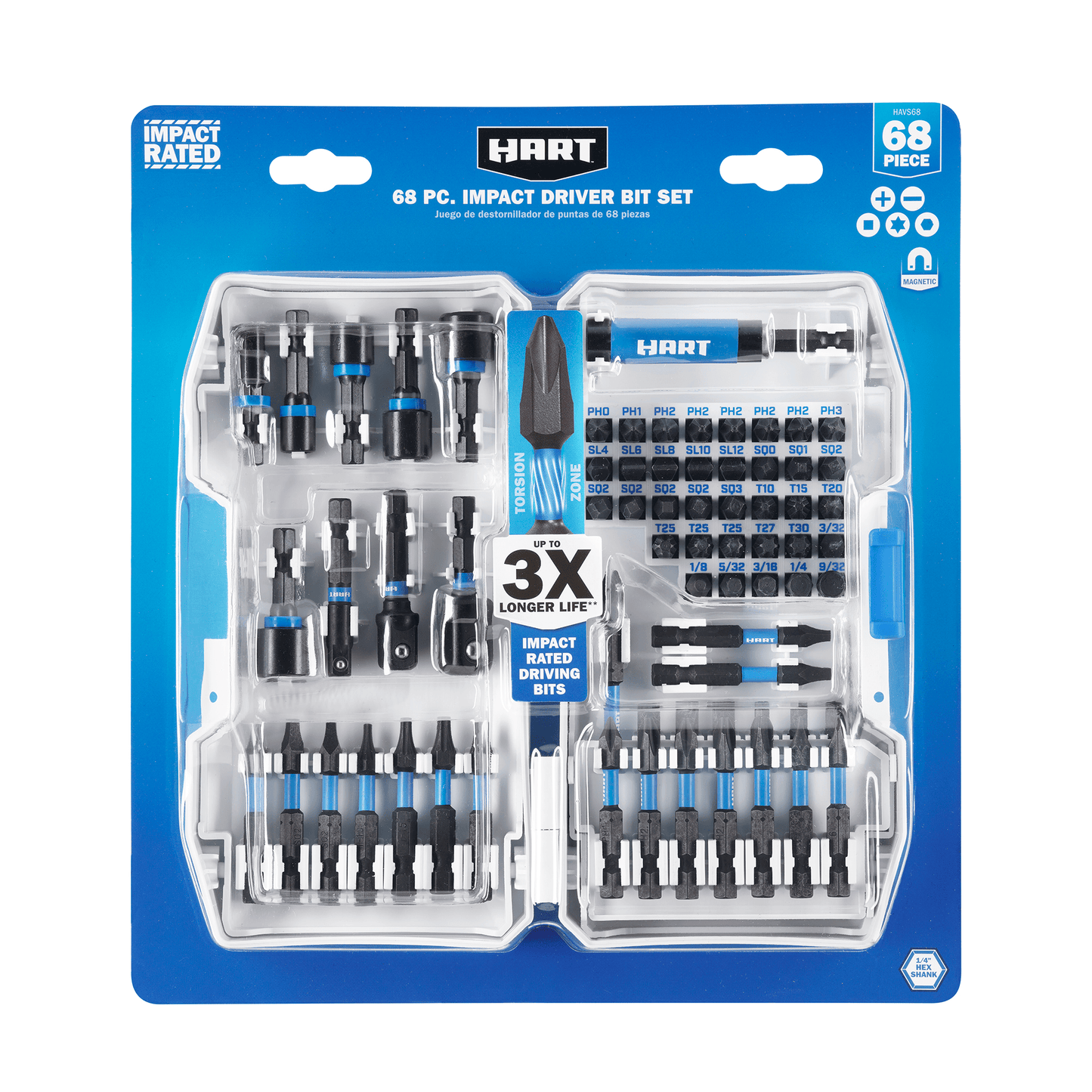 68 PC. Impact Driver Bit Set