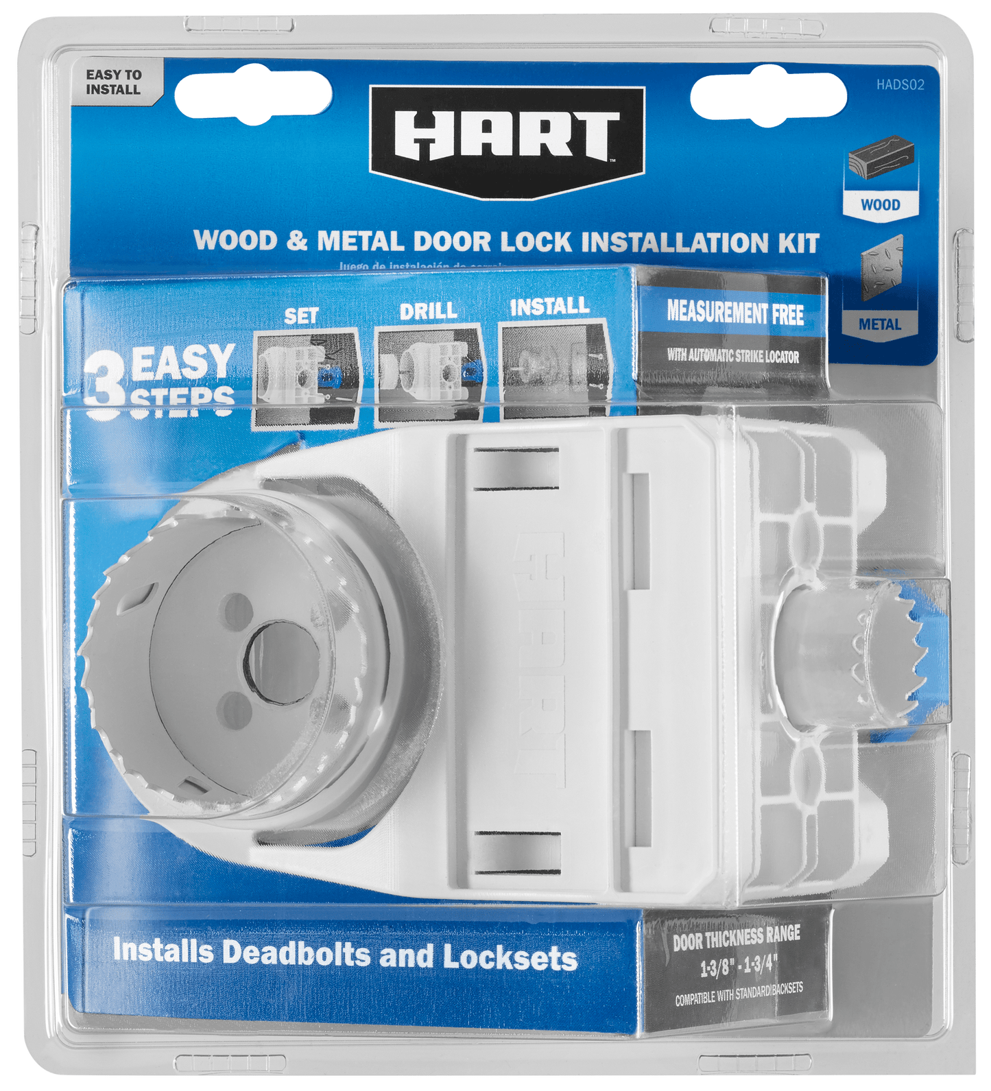 Wood & Metal Door Lock Installation Kit