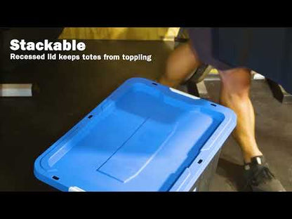 27 Gal Heavy Duty Latching Black Plastic Storage Tote Box