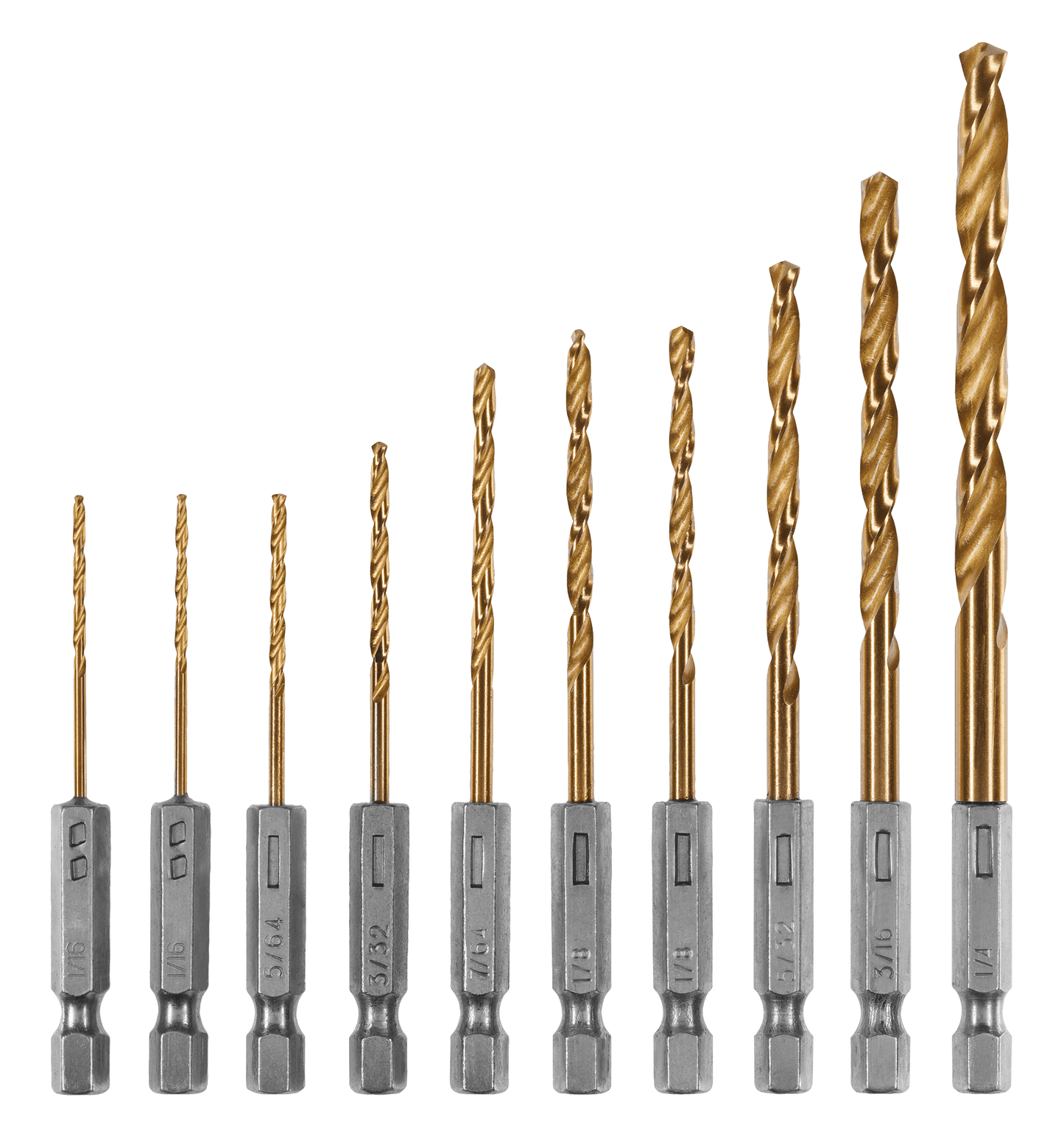 10 PC. Hex Shank Titanium Drill Bit Set