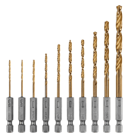 10 PC. Hex Shank Titanium Drill Bit Set