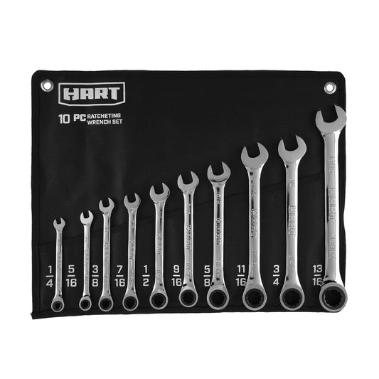 10 PC SAE Ratcheting Wrench Set