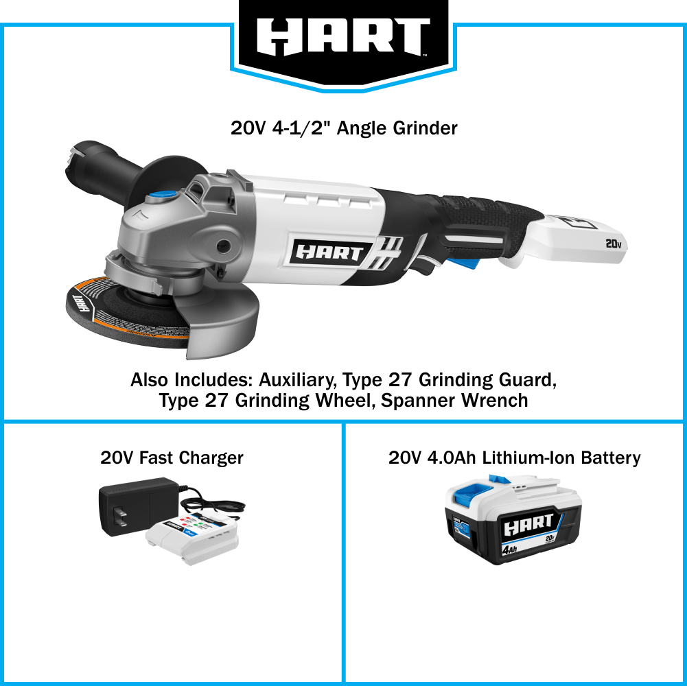 20V 4-1/2" Cordless Angle Grinder Kit