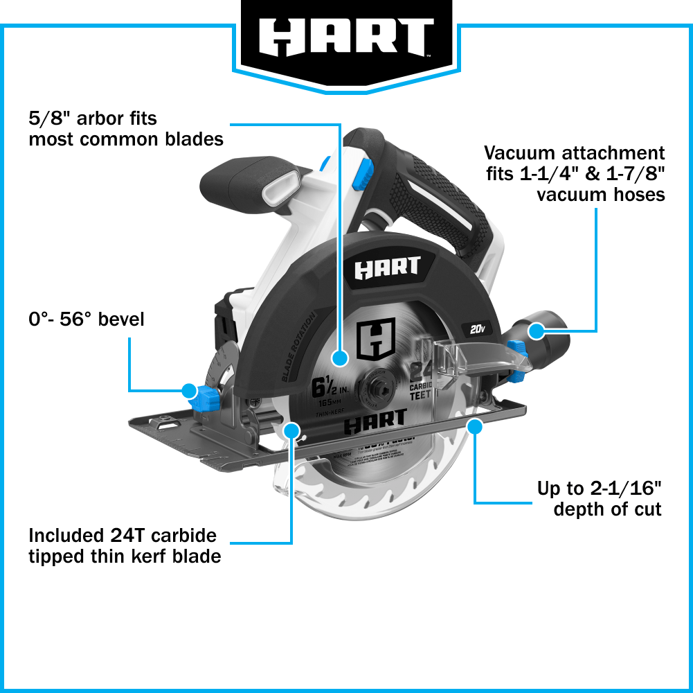 20V 6-1/2" Cordless Circular Saw (Battery and Charger Not Included)