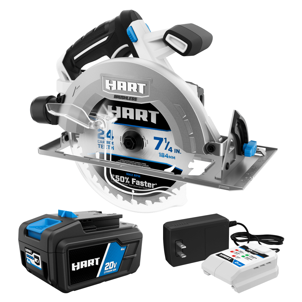 20V Brushless 7-1/4 Inch Circular Saw with 4Ah Battery and Charger Starter Kit Bundle