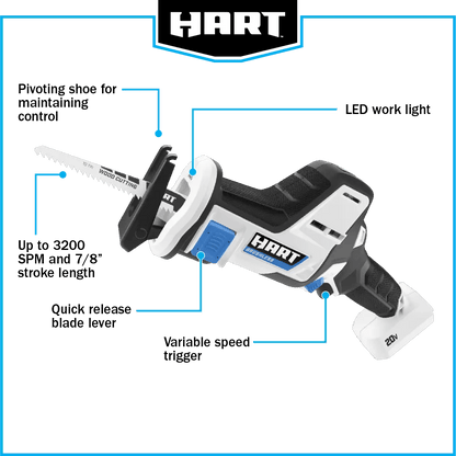 20V Brushless One-Handed Reciprocating Saw (Battery & Charger Not Included)