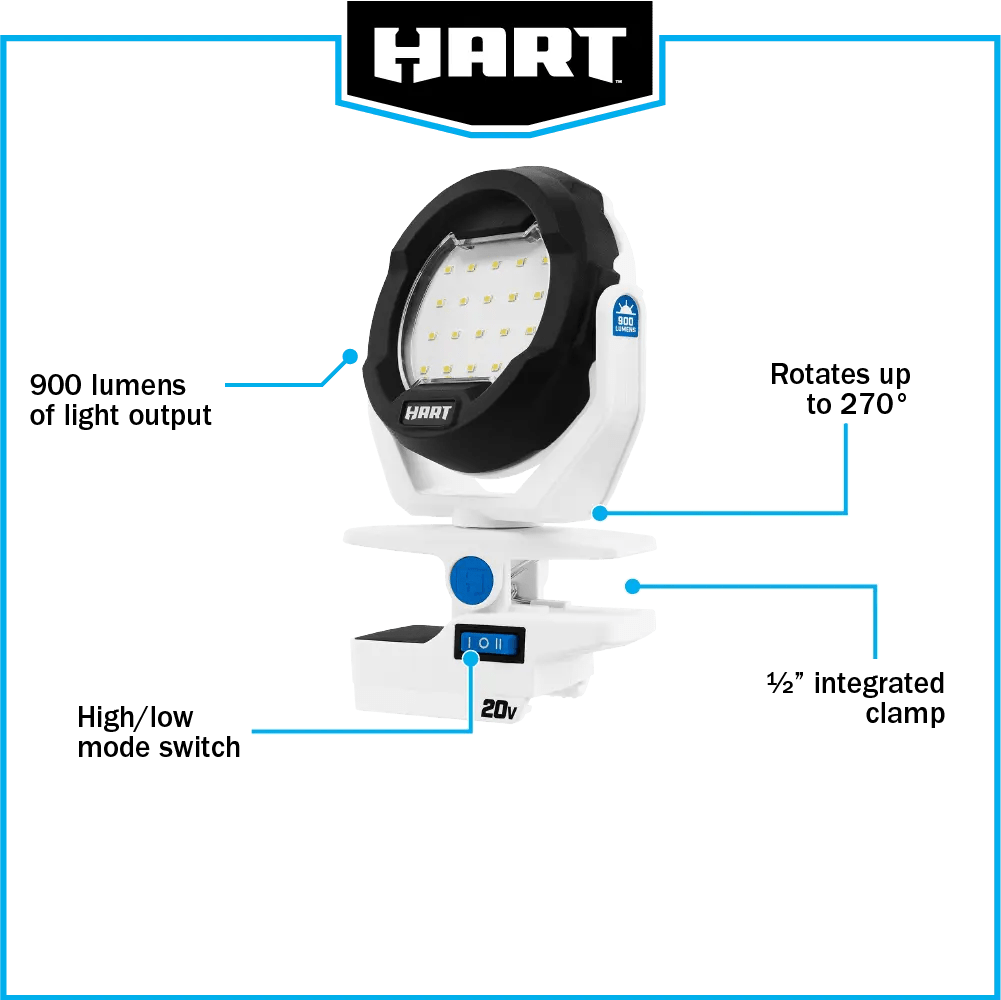 20V Cordless LED Clamp Light (Battery and Charger Not Included)