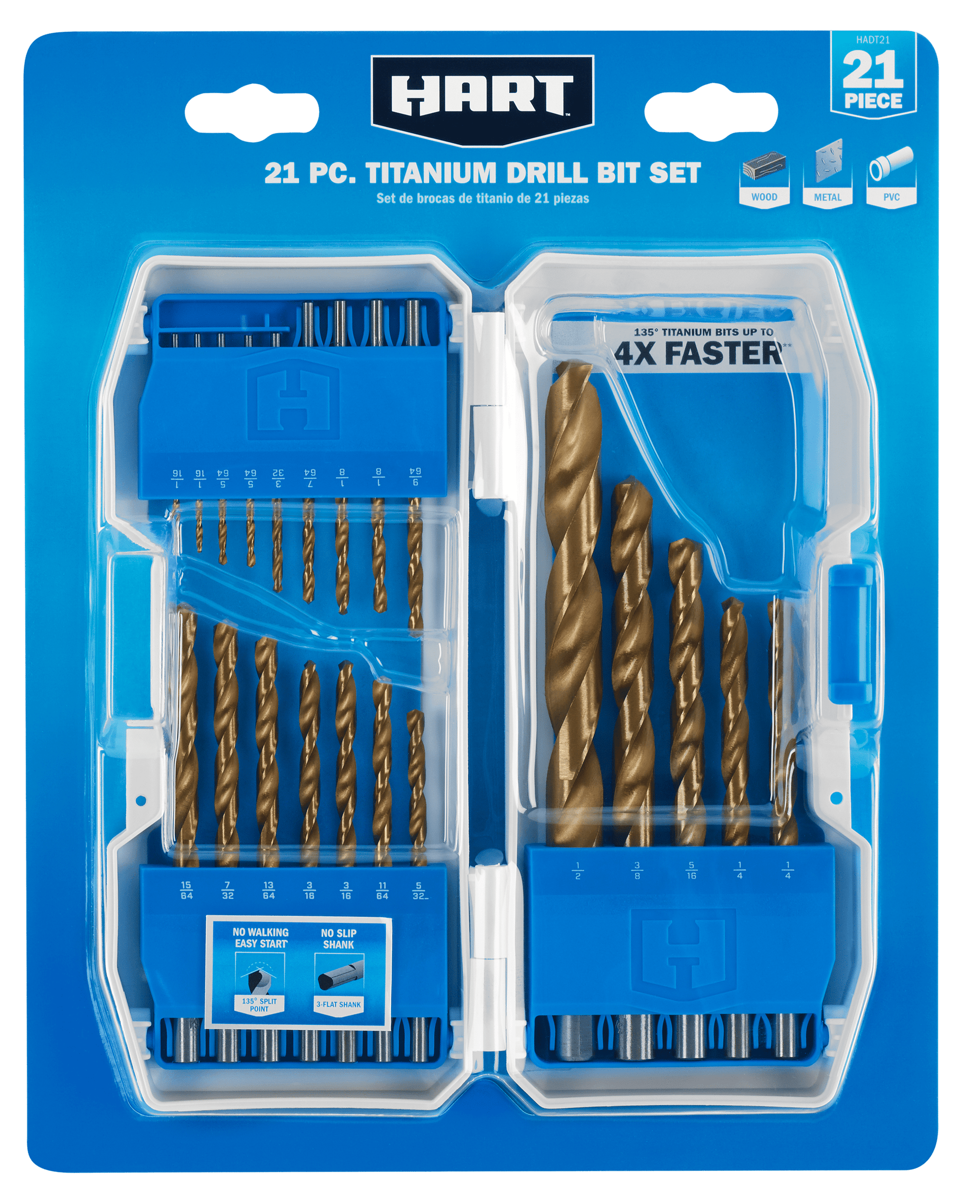 21 PC. Titanium Drill Bit Set