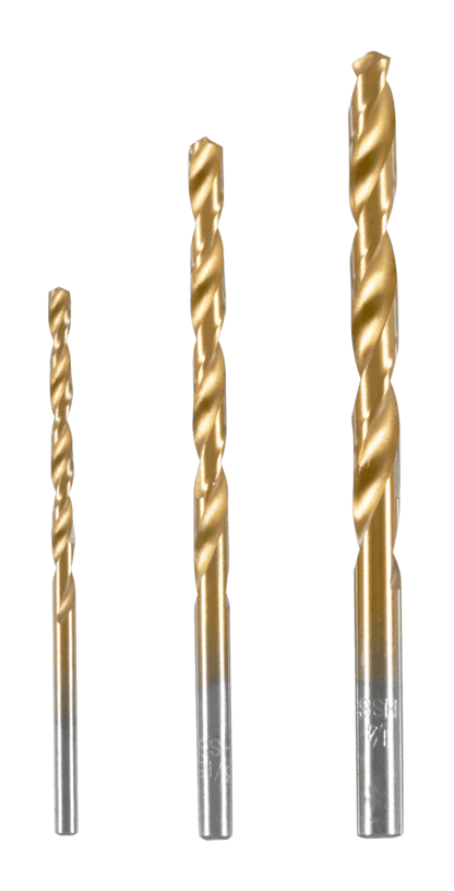 3 PC. Titanium Drill Bit Set (1/8", 3/16", 1/4")