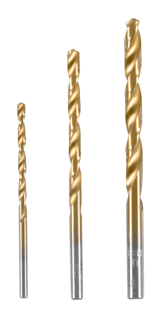 3 PC. Titanium Drill Bit Set (1/8", 3/16", 1/4")