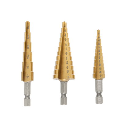 3 PC. Titanium Step Drill Bit Set