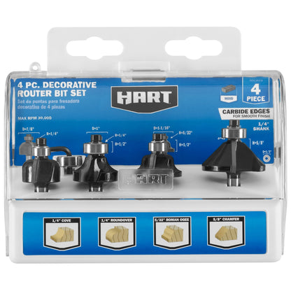 4 PC. Decorative Router Bit Set