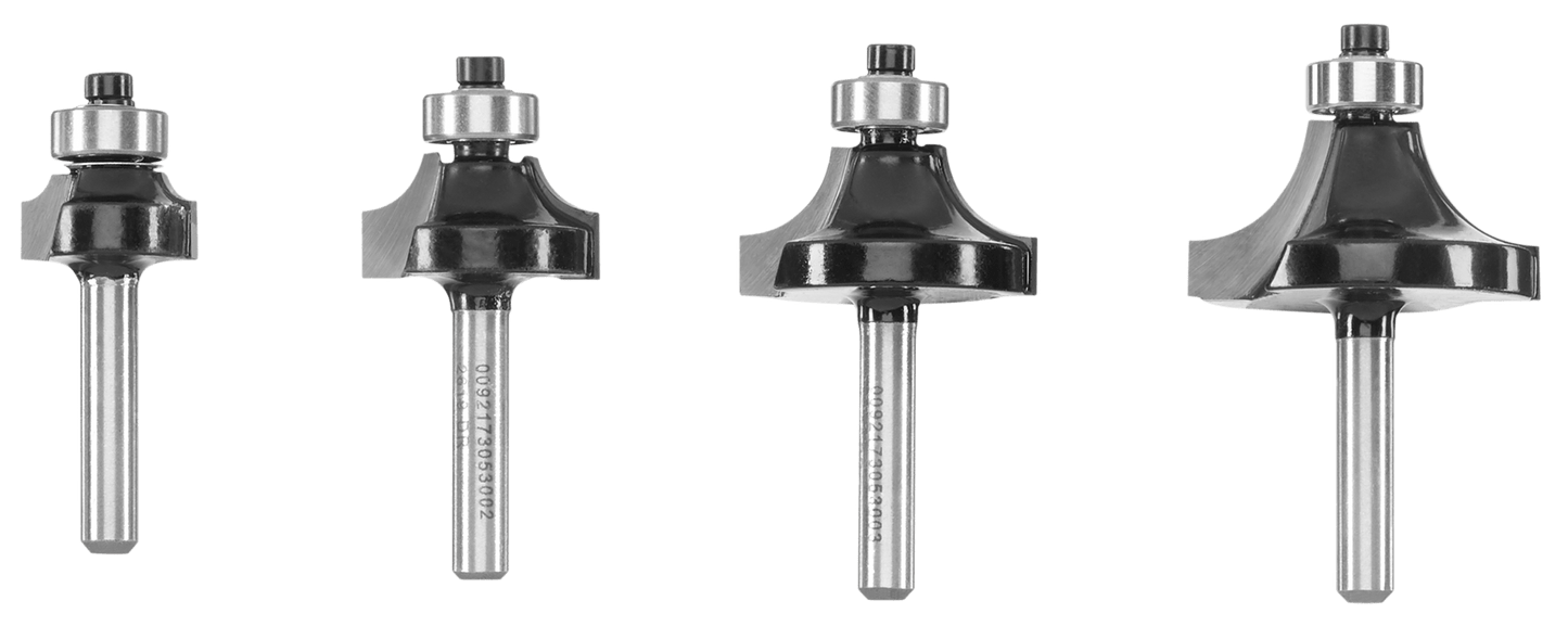 4 PC. Roundover Router Bit Set