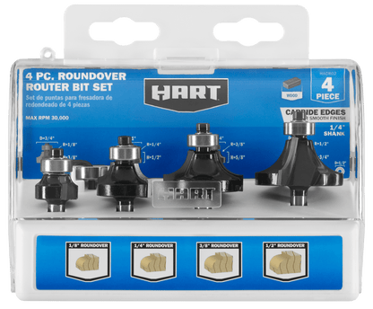 4 PC. Roundover Router Bit Set