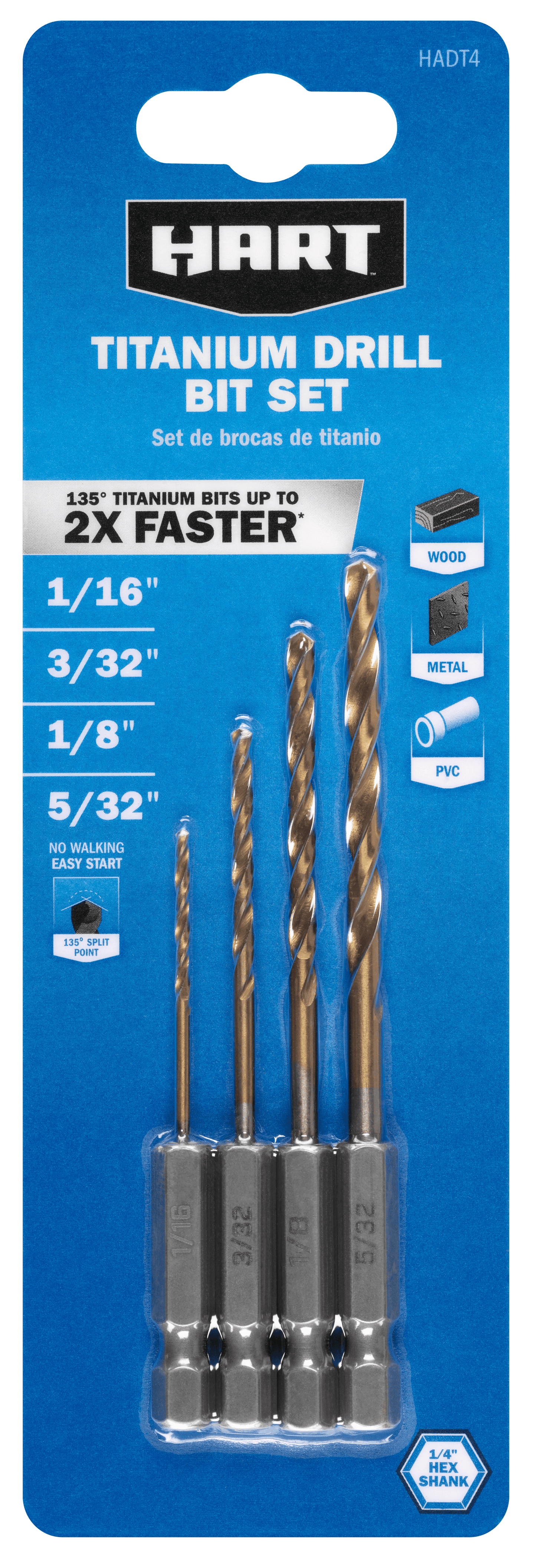 4 PC. Titanium Drill Bit Set