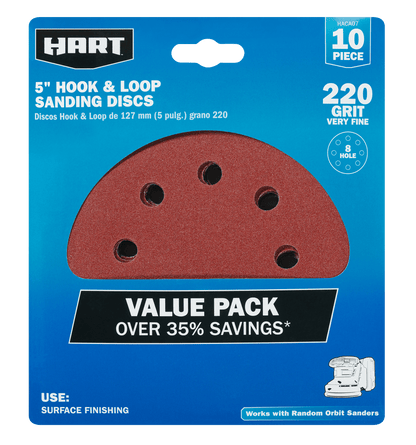 5" Hook & Loop Sanding Discs - 220 Grit