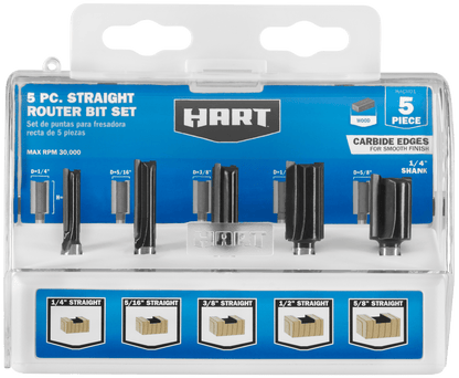 5 PC. Straight Router Bit Set