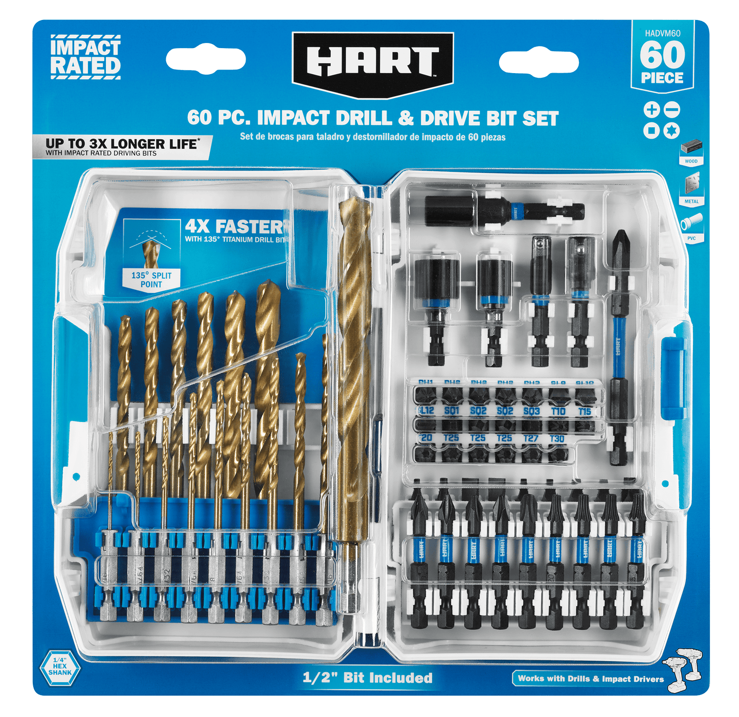 60 PC. Impact Drill & Drive Bit Set