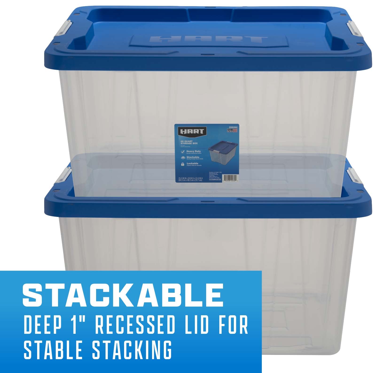 68 Qt Clear Latching Plastic Storage Tote - Set of 4