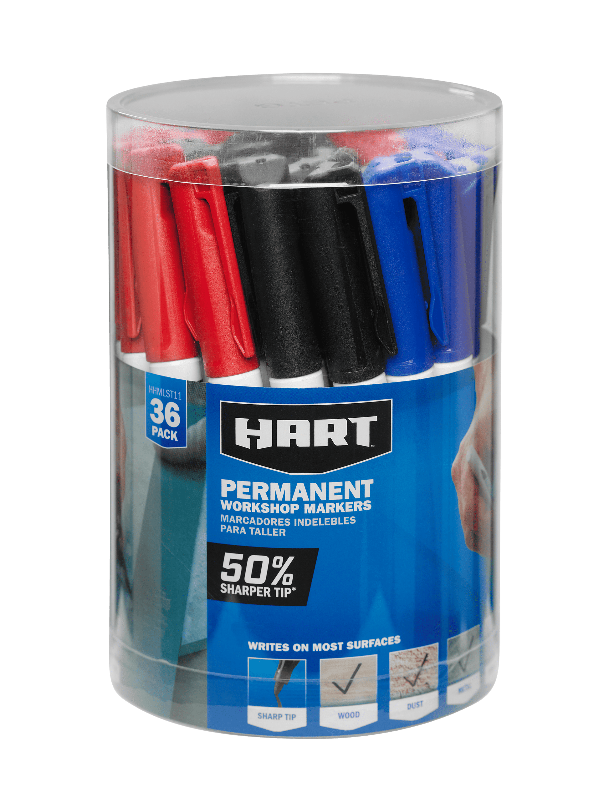 HART Sharp Tip Permanent Markers, 36-Pack, Black, Red and Blue