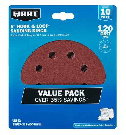 Piece 5" Hook & Loop Sanding Discs - 120 Grit