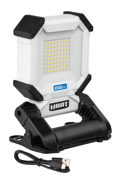 Rechargeable LED Work Light with Spring-Clamp Base and Rotating Light Head