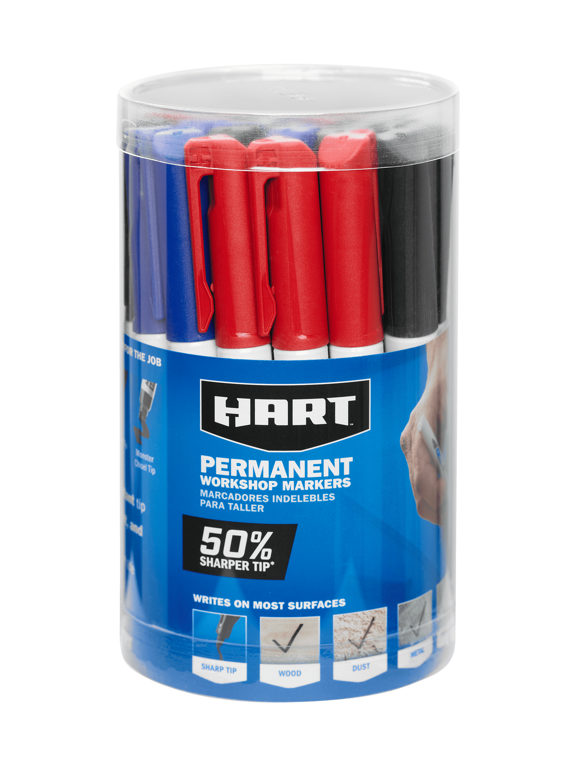 Sharp Tip Permanent Markers, 24-Pack, Black, Red and Blue